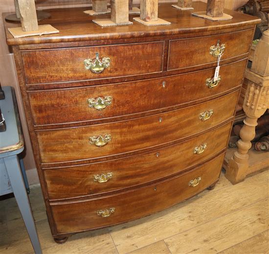 A Regency mahogany six drawer bowfront chest W.113cm
